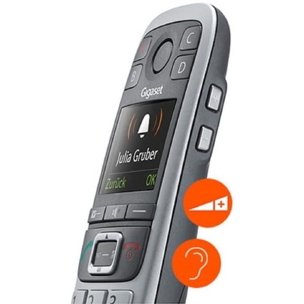 Gigaset Trådlös DECT telefon svart/silver med telefonsvarare - e560a