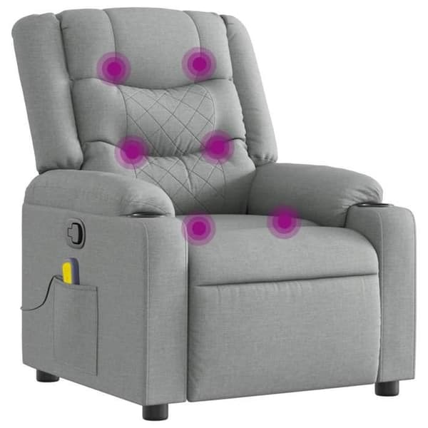 vidaXL Grå lätt tyg massagefåtölj 3206835