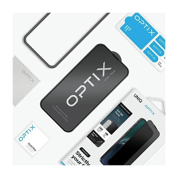 Härdat glas - UNIQ - Optix Privacy - iPhone 15 - Antispion - med applicator