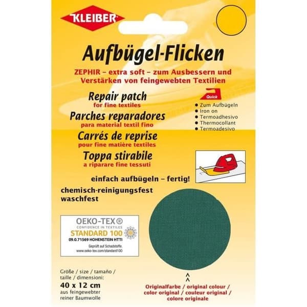 KLEIBER Patch thermokollant Zephir 400 x 120 mm - Grön - 100% bomull
