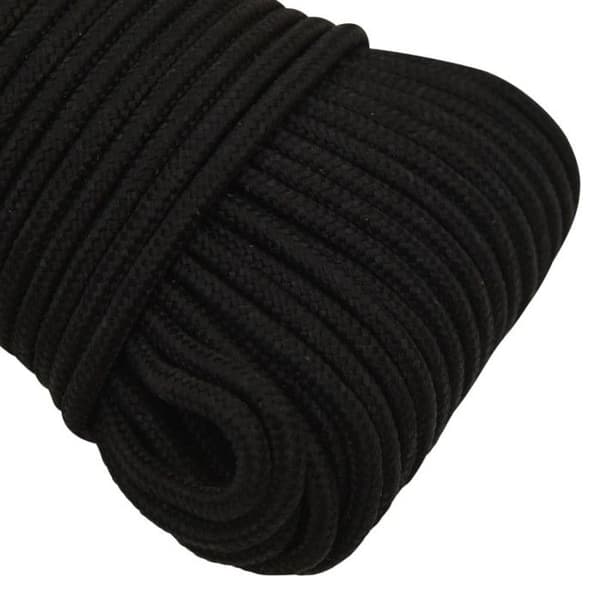 152809 vidaXL Arbetslina Svart 5 mm 100 m Polyester