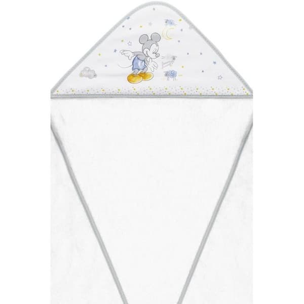 Disney Mickey Mouse junior badkappa 100 cm bomull vit/grå