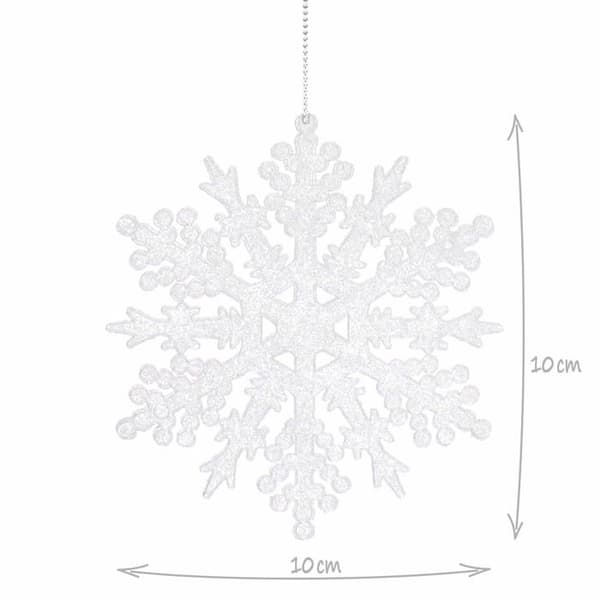 Julgranshängare - COM-FOUR - CF12417 - snöflinga - set om 16 - vit Ø10 cm