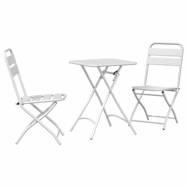 vidaXL Bistroset 3 delar Vit Stål 42002950