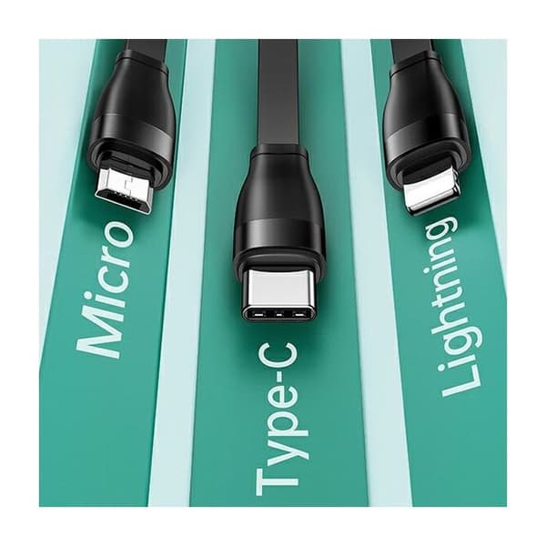 USAMS U69 3 i 1 1 m Svart Lightning/microUSB/USB-C