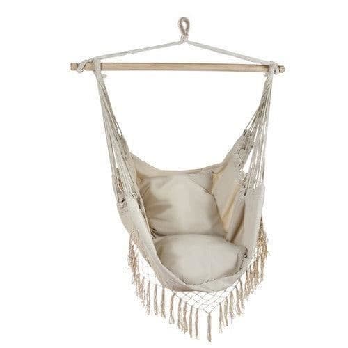 hamak - brasiliansk stol beige 130x97 cm + 2 kuddar