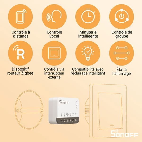 SONOFF 4-pack ZBMINI Smart Zigbee Strömbrytare Extrem ZBMINIR2 Ultra-kompakt Extern Strömbrytarsupport