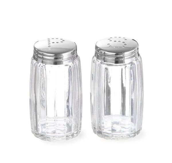 Hendi Saltskål och Pepparkvarn set 40 mm x 70 mm, vit, lock i rostfritt stål