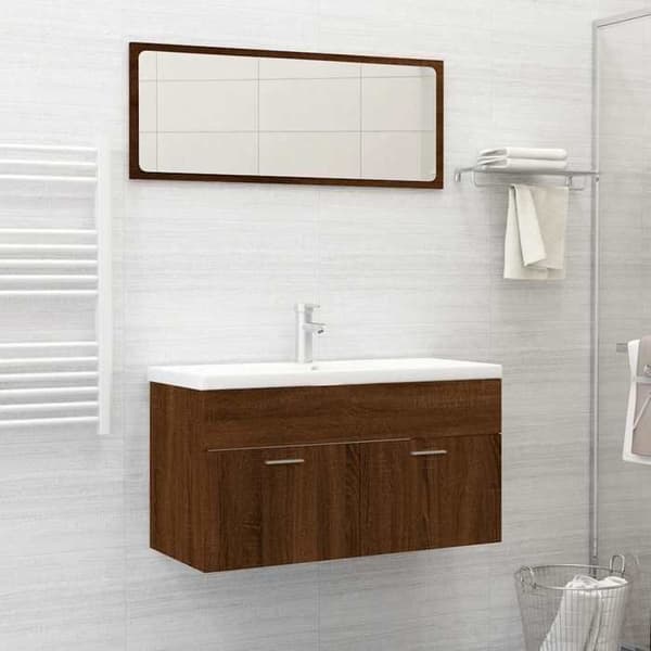 vidaXL 2-delad badrumsmöbelset Ek Brun 826625
