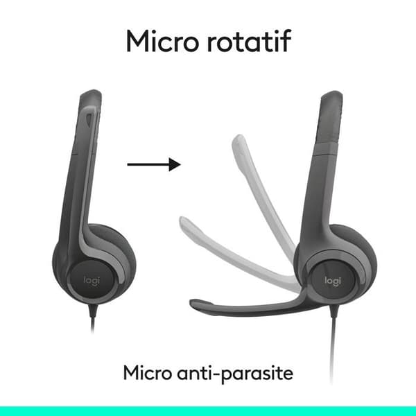 Logitech H390 USB-C trådbundet headset med støjreducerende mikrofon, stereo, til bærbar computer
