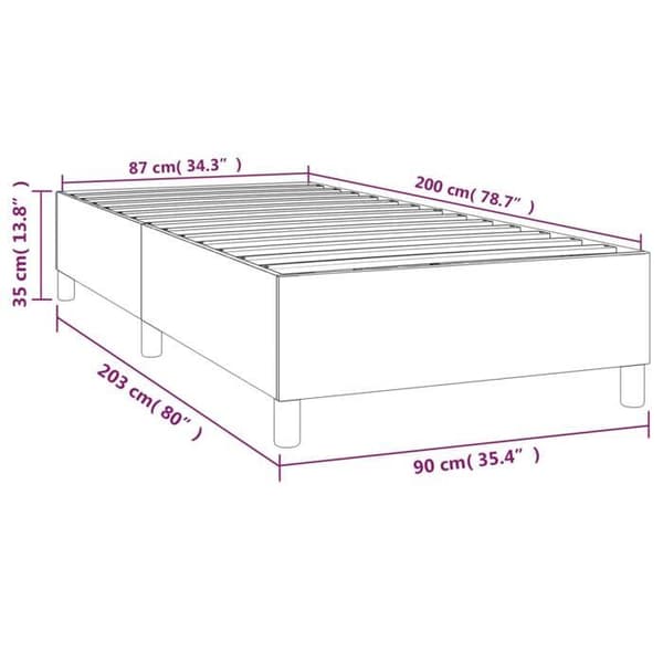 vidaXL Sängram med lameller ljusgrå 90x200 cm sammet 3121096