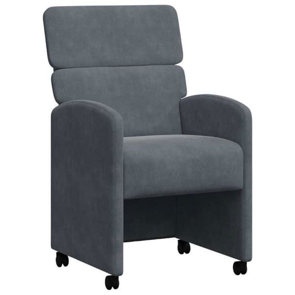 Matstol - VIDAXL - Sammet - Grå - Med hjul - Set om 2