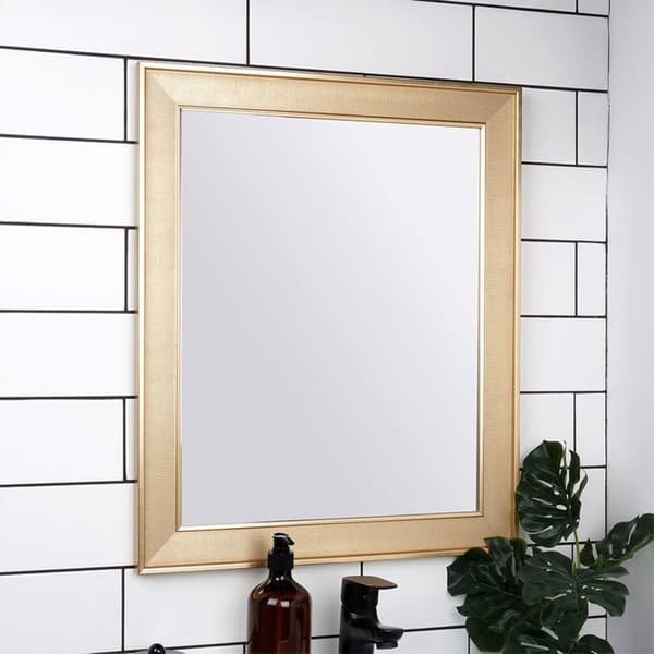 Rektangulär väggspegel - VILDE - 49,5x59,5 cm - Guldram - Högkvalitativ plast - Väggmontering