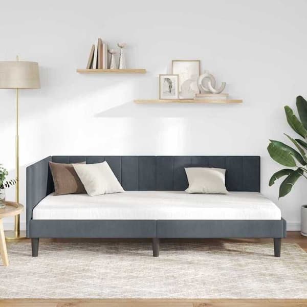 vidaXL Hörnsängram Mörkgrå 90 cm x 200 cm Sammet 42016349