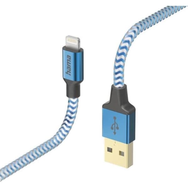 Laddkabel - HAMA - 1,5 m - USB A - Lightning - Blå - Snabbladdning