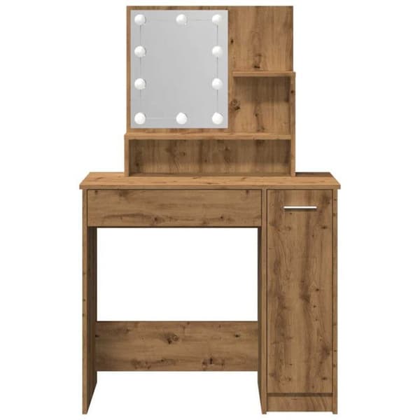Coiffeuse med LED ek-konstruktion 86,5x35x136 cm