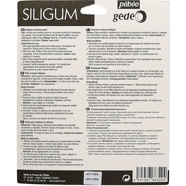 Formgjutningsmassa - PEBEO - Siligum - 2-komponents silikon - Snabb härdning - 300g