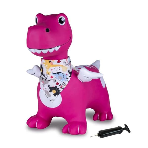 Rosa hoppande djur Dino med pump HoppyDoo