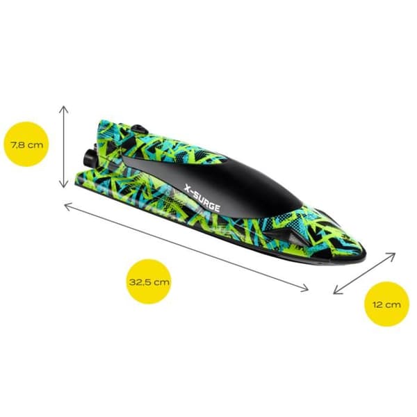 Radiostyrd båt - OVERMAX - X-Surge - LED-belysning - 35 km/h - 2 x batteri
