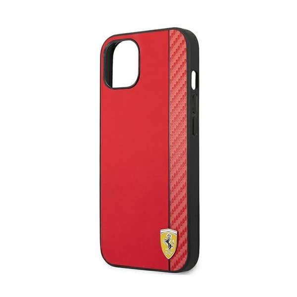 Coque - FERRARI - iPhone 13 mini - On Track Carbon Stripe - Röd - Hård polykarbonat