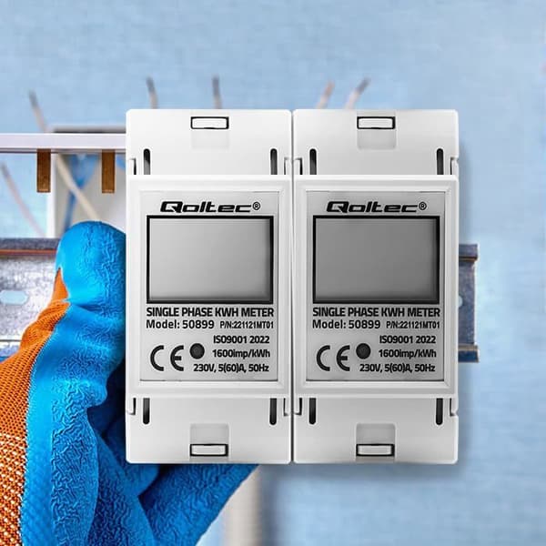 Elektronisk mätare - Qoltec - Enfas - 230 V - LCD - DIN-skena