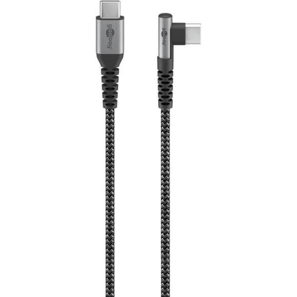 USB-C™-kabel - GOOBAY - Vinklad modell - 60W - 0,5 m - Grå Sideral/Silver