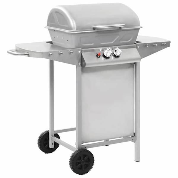 vidaXL Gasgrill med 2 kokzoner Stål Silver