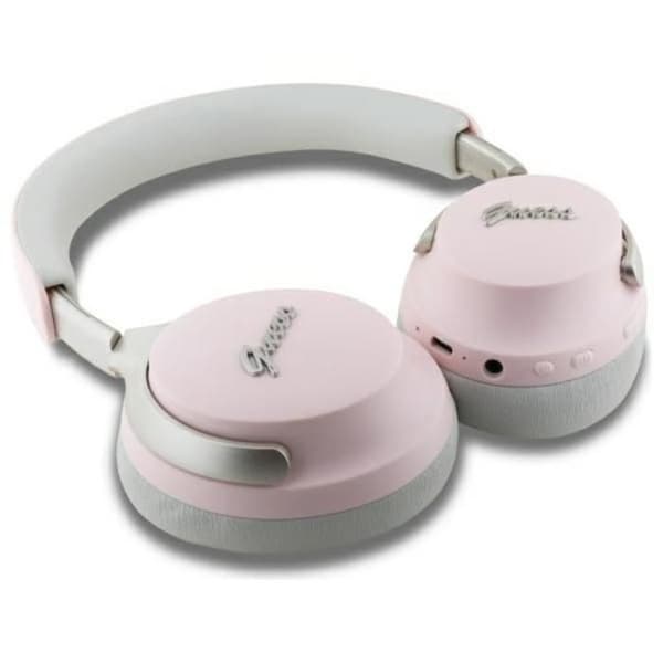 Bluetooth-hörlurar över öronen Guess Metal Script Logo med ANC och ENC (rosa)