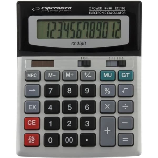 Elektronisk kalkylator - ESPERANZA - ECL103 - Kontor - Grå - Batteri