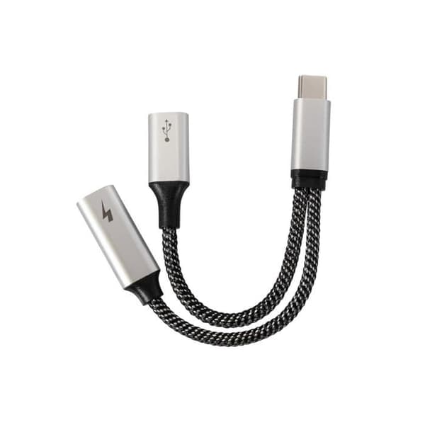 USB-C 2-i-1 fördelningsadapter - MAXTRACK - USB Typ C - 2 portar - Dataöverföring - Snabbladdning 60 W