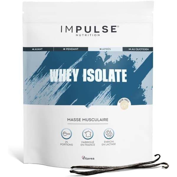 Whey Isolate Impulse Nutrition 750g - Proteiner och BCAA - Lågt sockerinnehåll