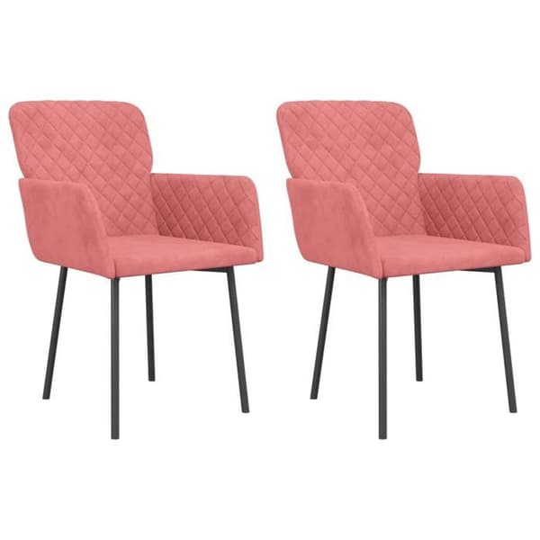 vidaXL Matstolar set om 2 Rosa Sammet 344783