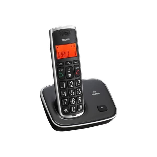 Brondi BRAVO GOLD Trådlös telefon med DECT\GAP nummerpresentation svart