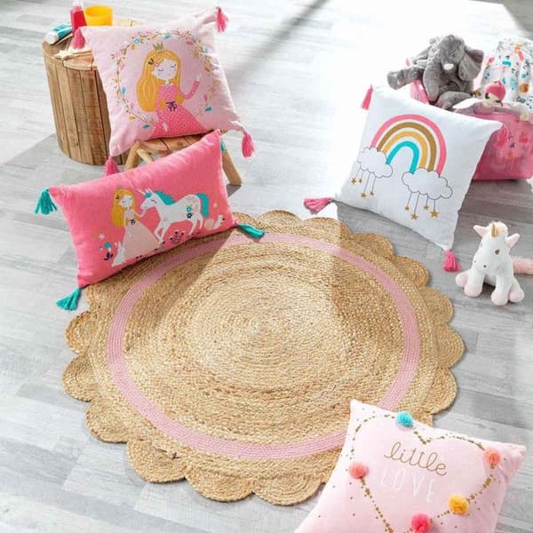 Rund Barninredning Matta "Rosaly" 90cm Beige