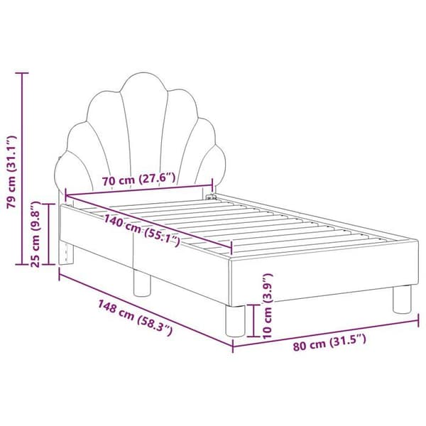 Moderna barnsängram - vidaXL - Polisbla - Sammet - 80x200 cm - Förvaringsfickor - Lattsängram