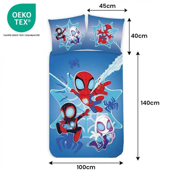 Sängset - Spidey & Friends (Spiderman, Ghost-Spider, Spin) - Marvel - 100x140 cm - 100% bomull - fosforescerande
