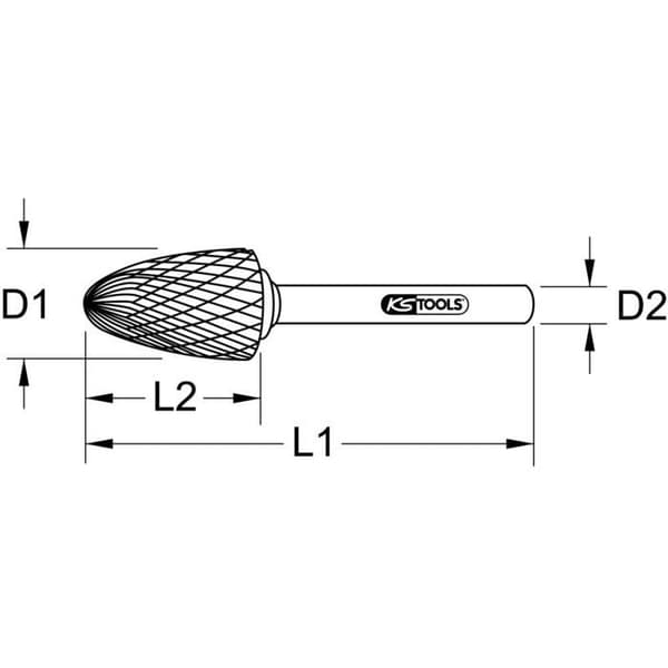 HM fräs - KS TOOLS - 515.3261 - Ø 3mm - Längd 38,5mm - Form F
