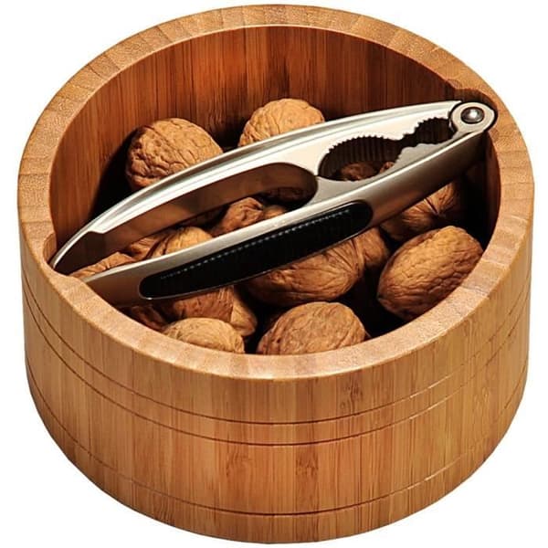 KESPER 62822 - KVM SWITCH - Rund nötskål Bambu Brun 17 x 17 x 8 cm