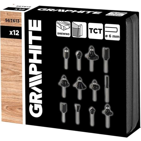 Foret - meche Graphite Träfräsar i karbid, 6 mm stjälk, 12-pack