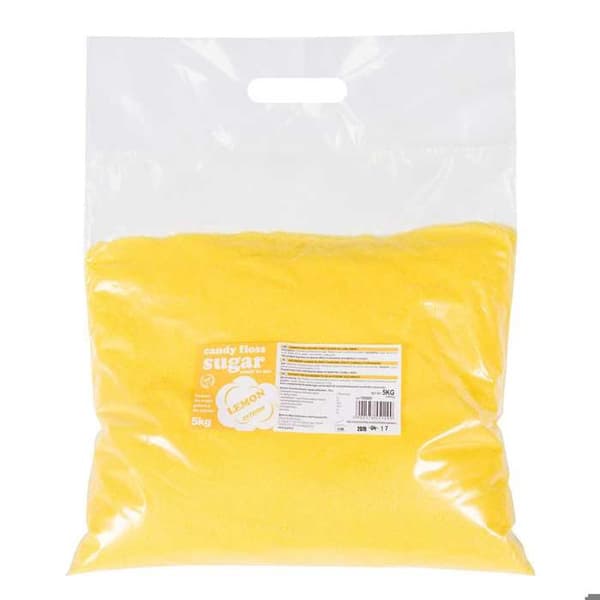 Färgglad sockervadd, citrongul, 5 kg