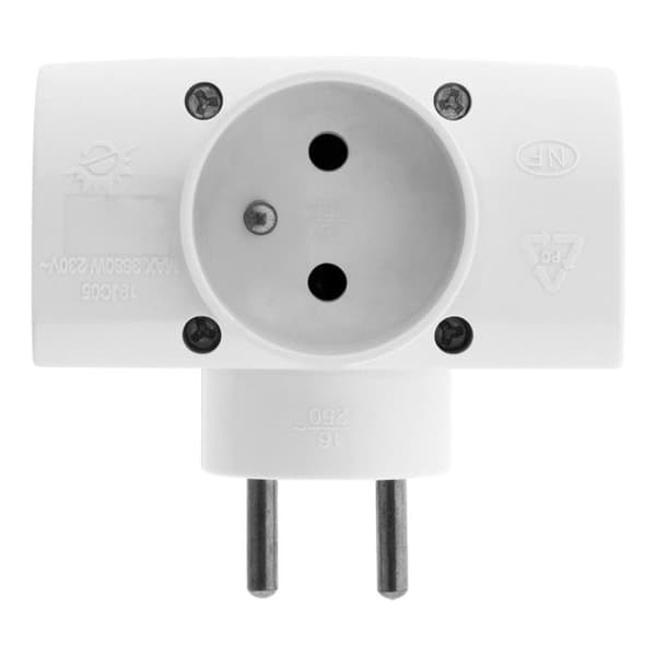 ZENITECH side triplite - Vit - 3 2P+E uttag - Barnsäkerhet - NF standard