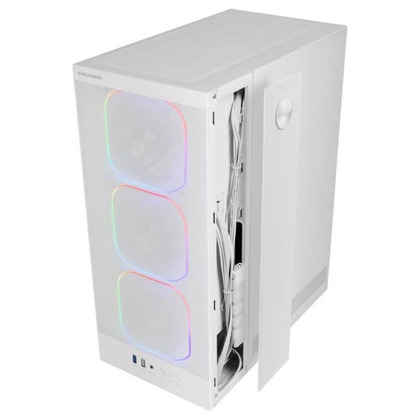 Gaming PC-chassi ATX - MARS GAMING - MC-NEBULA - 4 ARGB-fläktar 120 mm - Tempererat Glas-panel - Vit
