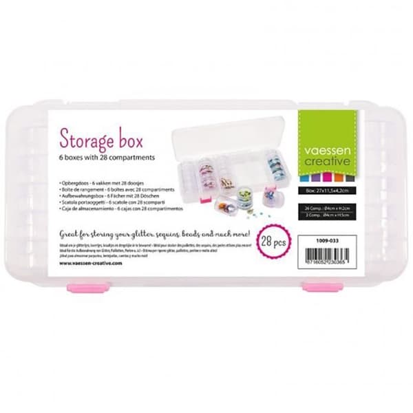 Förvaringslåda Vaessen Creative - 28 burkar - Plast/Resin - 18,5×8,5×3,2 cm