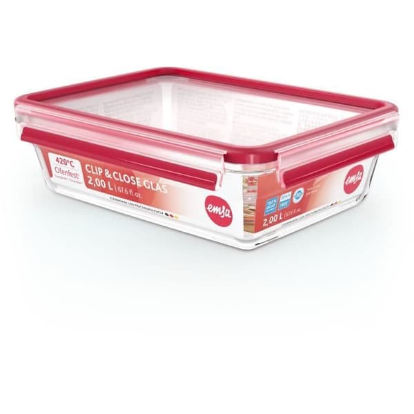 EMSA Clip & Close Box 2L - Rektangulär - Röd