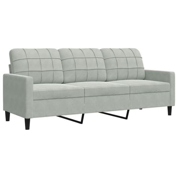 vidaXL 3-sitssoffa Ljusgrå 180 cm Sammet 4007634