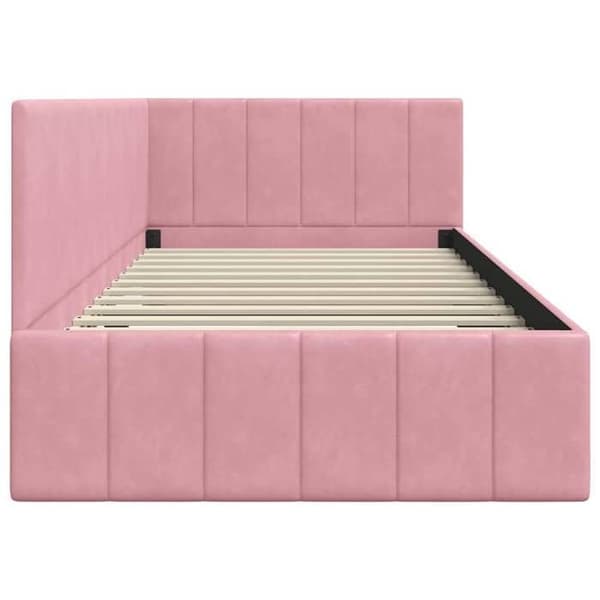 vidaXL Hörnsäng Rosa 100 cm x 200 cm Sammet 42016320
