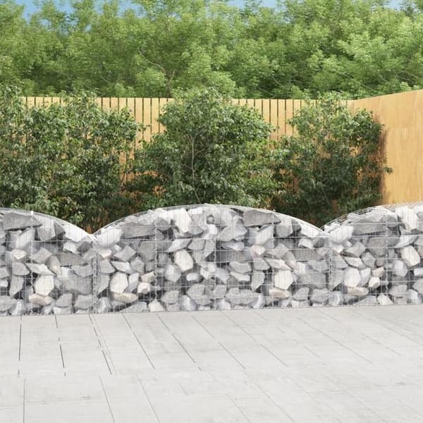 vidaXL Bågformad Gabionkorg Gabionvägg Gabionkorg för Stenar Trädgård Utomhus 153473