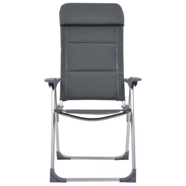vidaXL Campingstol 2 st Grå 58x69x111 cm Aluminium