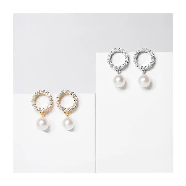Eleganta örhängen med Biella-perlor SJ-E2430-PCZ-YG