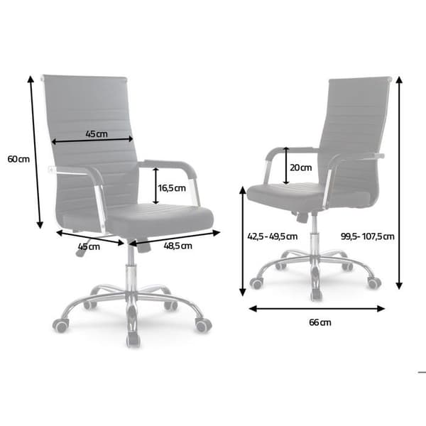 Svängbart kontorsstol - Sofotel - Modern design - Grå - Hög och ergonomisk ryggstöd - Kromade armstöd